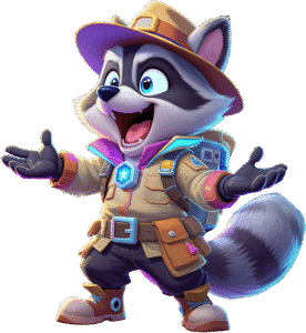 Scouty, the MyCasinoScout raccoon mascot